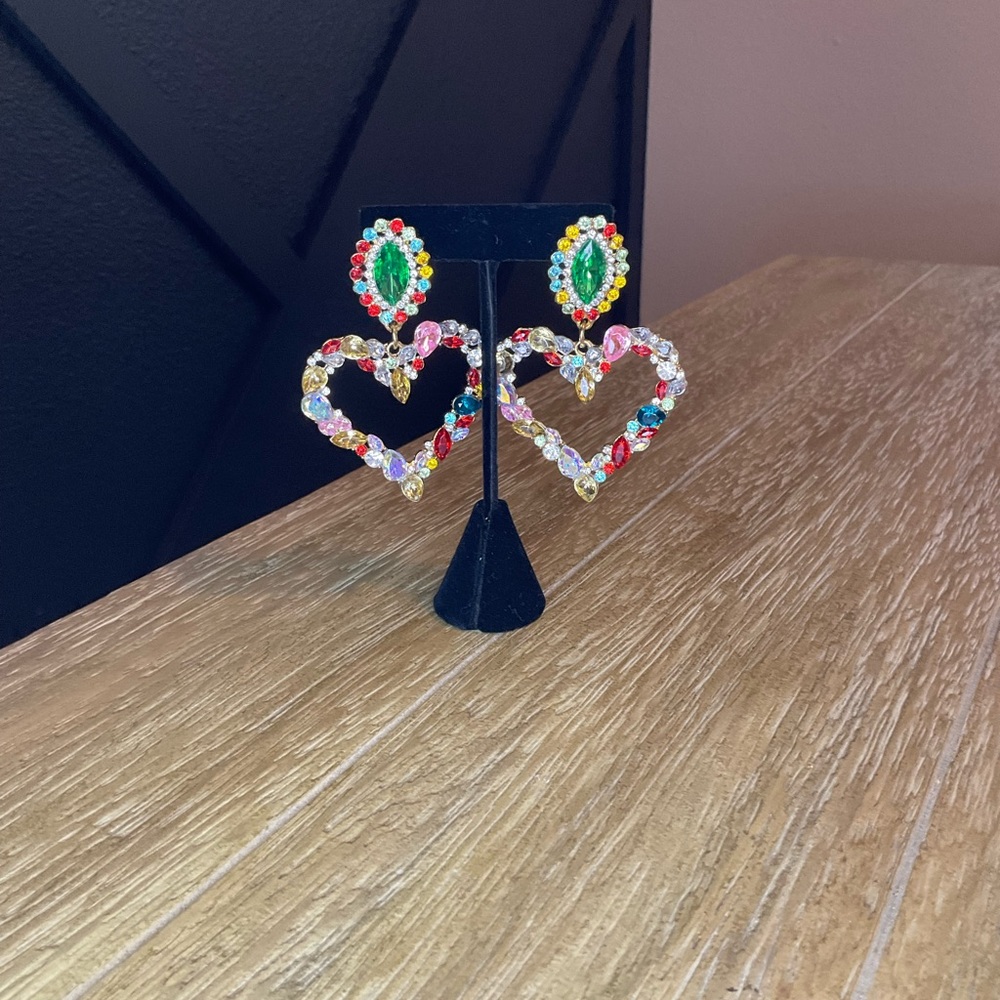 Multicolor Rhinestone Heart Earring